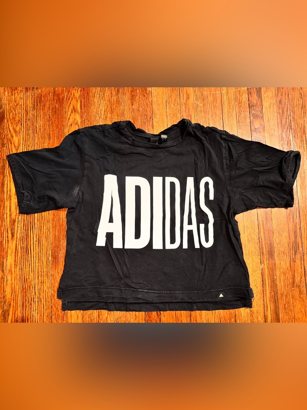 Women’s Small Black Adidas Crop Short Sleeve Boxy Shirt